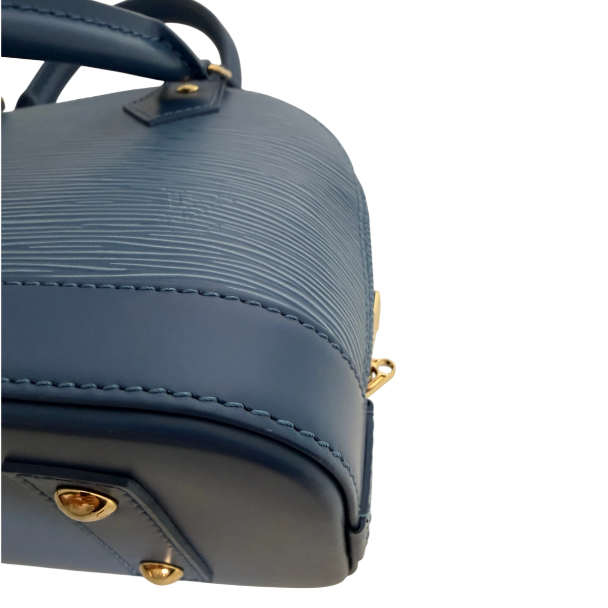 Louis Vuitton Alma BB Epi Leder Denim Blau Gold