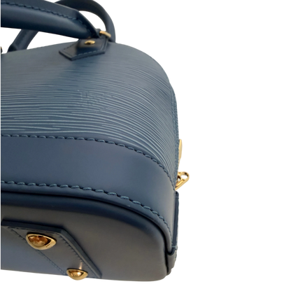 Louis Vuitton Alma BB Epi Leder Denim Blau Gold