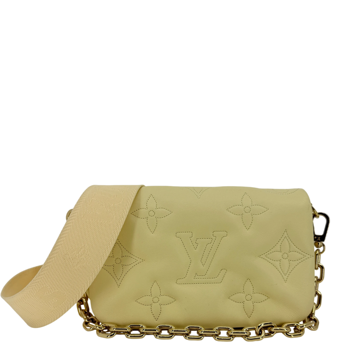 Louis Vuitton Wallet on Strap Bubblegram Lammleder Pastellgelb Gold