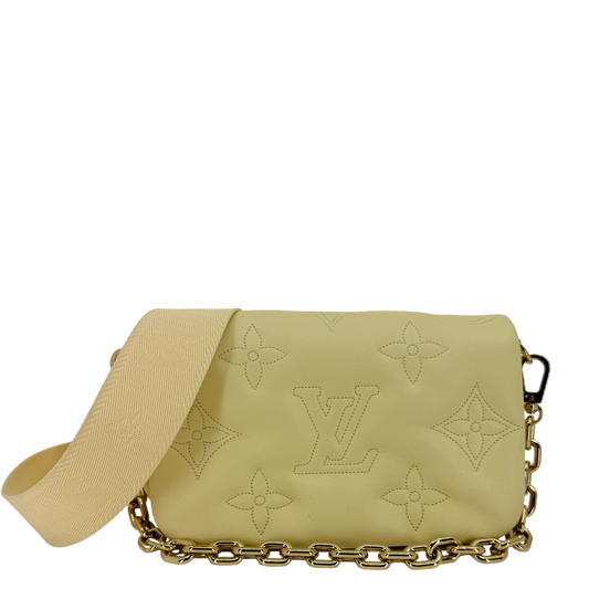 Louis Vuitton Wallet on Strap Bubblegram Lammleder Pastellgelb Gold