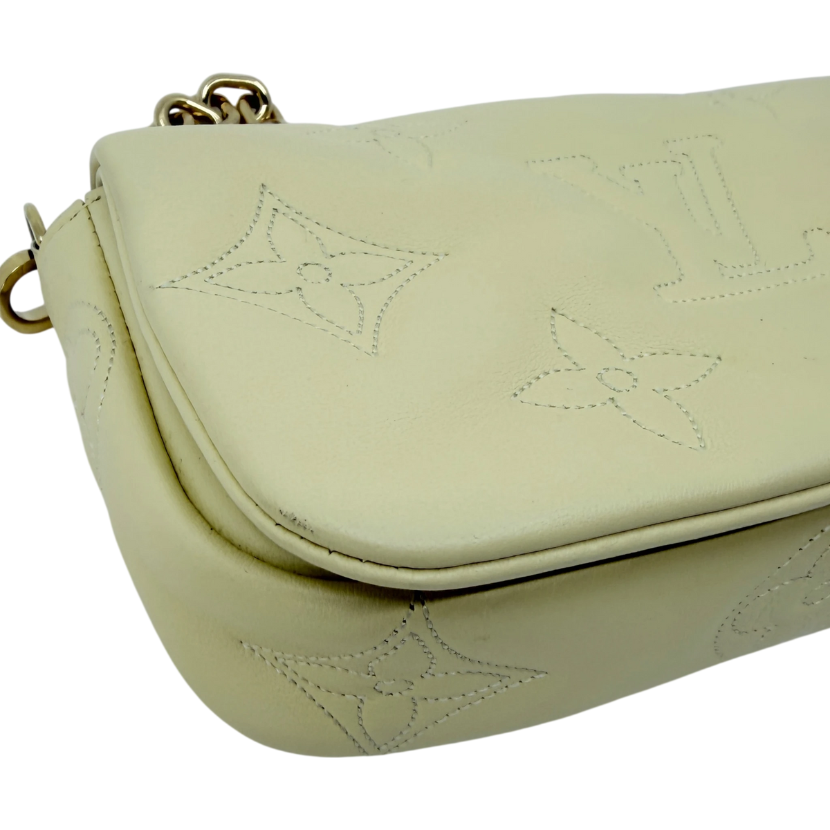 Louis Vuitton Wallet on Strap Bubblegram Lammleder Pastellgelb Gold – Ansicht 8