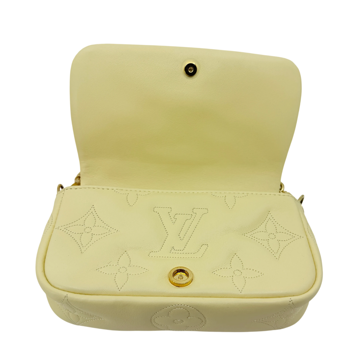 Louis Vuitton Wallet on Strap Bubblegram Lammleder Pastellgelb Gold – Ansicht 4