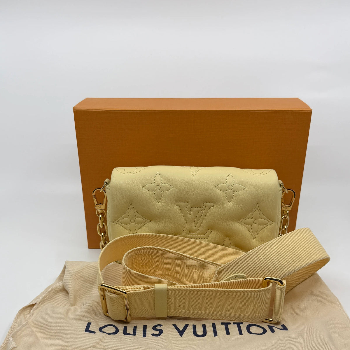 Louis Vuitton Wallet on Strap Bubblegram Lammleder Pastellgelb Gold – Ansicht 10