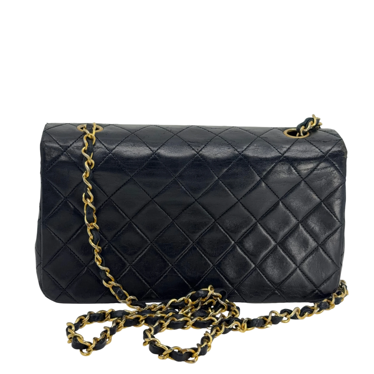 Chanel Vintage Full Flap Bag Lammleder Schwarz Gold 1989-1991 – Ansicht 3