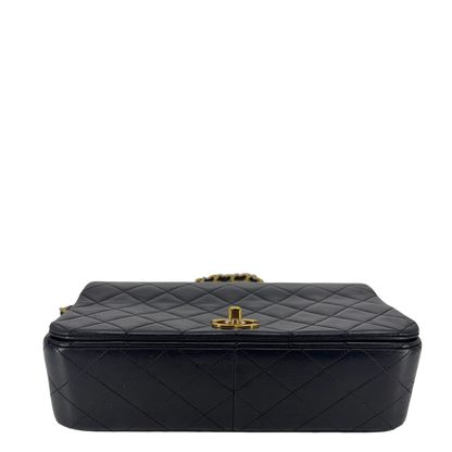 Chanel Vintage Full Flap Bag Lammleder Schwarz Gold 1989-1991 – Ansicht 4
