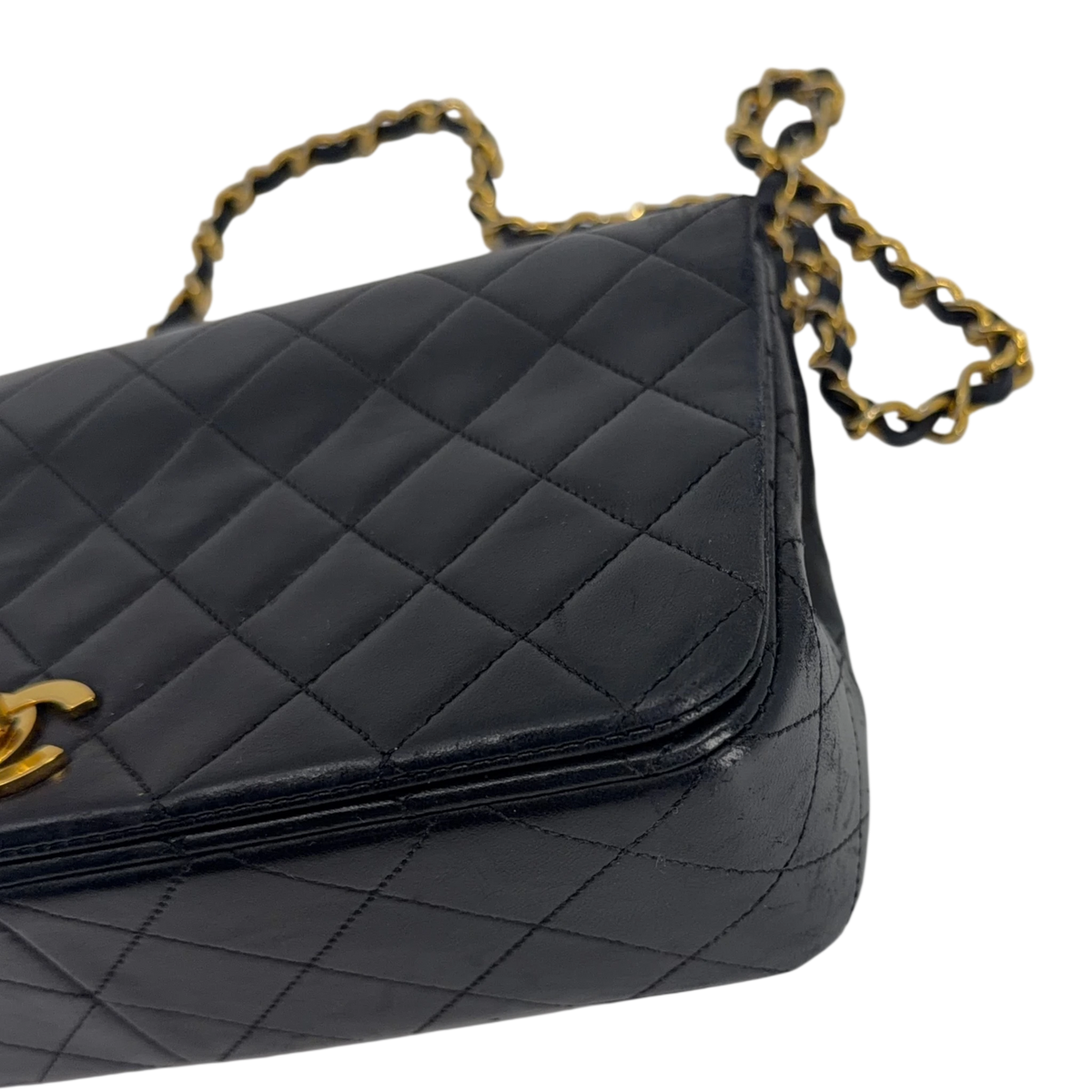 Chanel Vintage Full Flap Bag Lammleder Schwarz Gold 1989-1991 – Ansicht 12