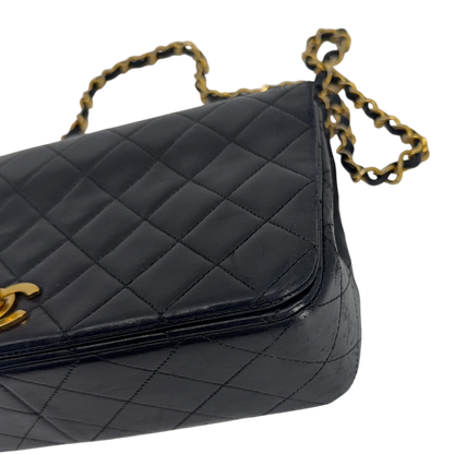 Chanel Vintage Full Flap Bag Lammleder Schwarz Gold 1989-1991 – Ansicht 12