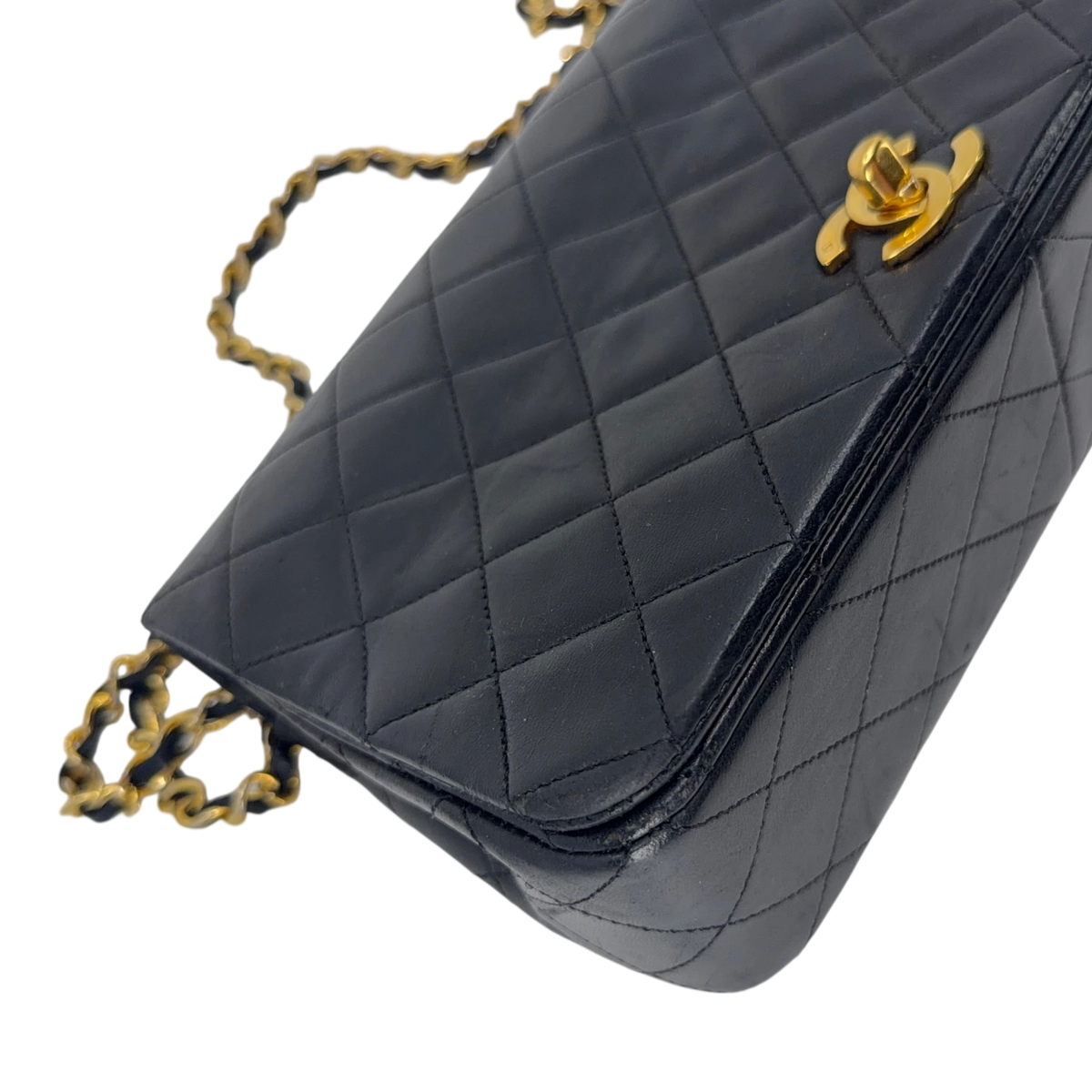 Chanel Vintage Full Flap Bag Lammleder Schwarz Gold 1989-1991 – Ansicht 13