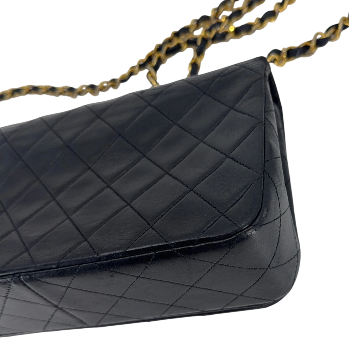 Chanel Vintage Full Flap Bag Lammleder Schwarz Gold 1989-1991 – Ansicht 14
