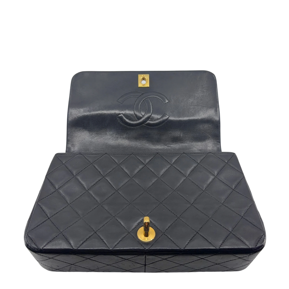 Chanel Vintage Full Flap Bag Lammleder Schwarz Gold 1989-1991 – Ansicht 5