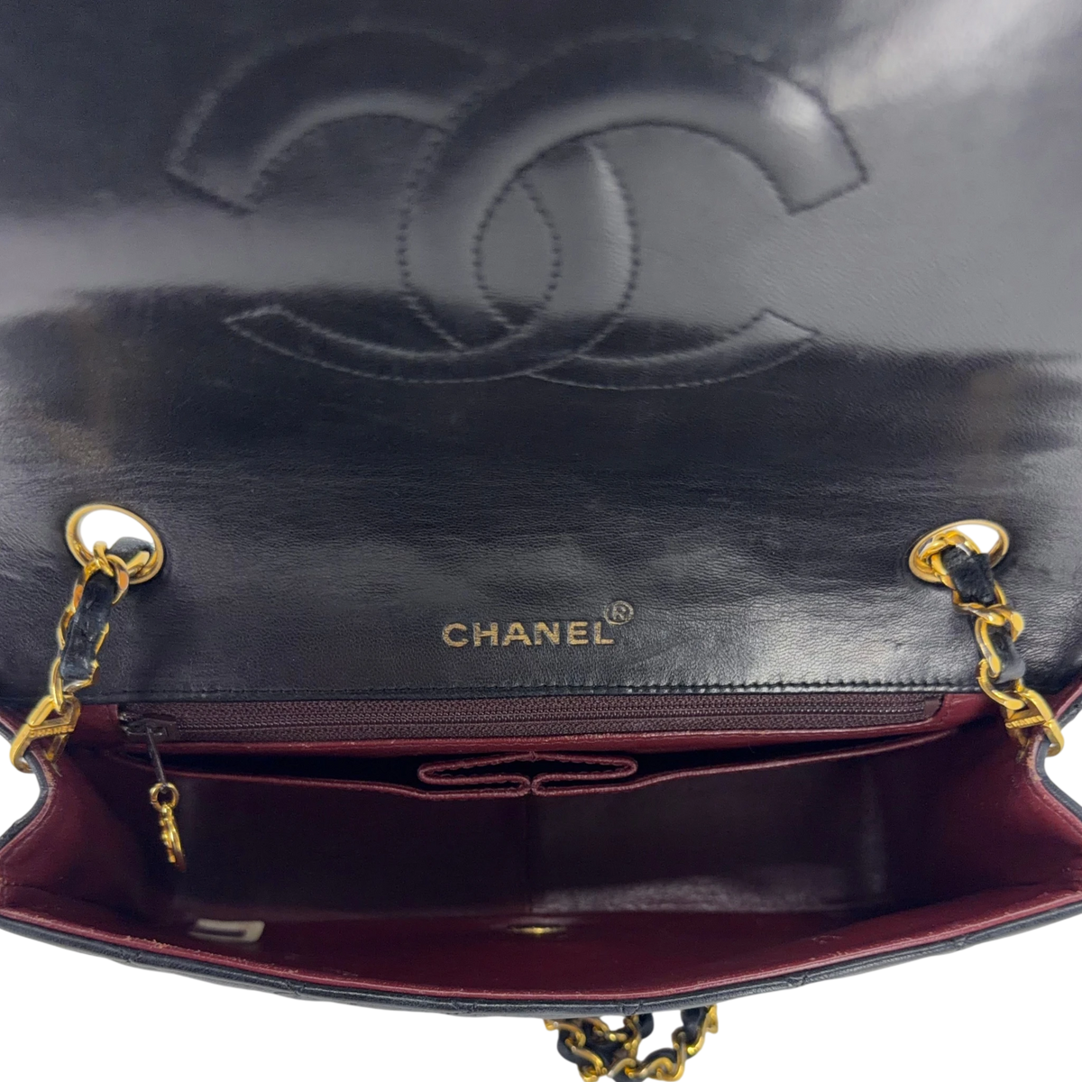 Chanel Vintage Full Flap Bag Lammleder Schwarz Gold 1989-1991 – Ansicht 6