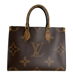 Louis Vuitton OnTheGo MM Monogram Giant Reverse Canvas Braun Gold