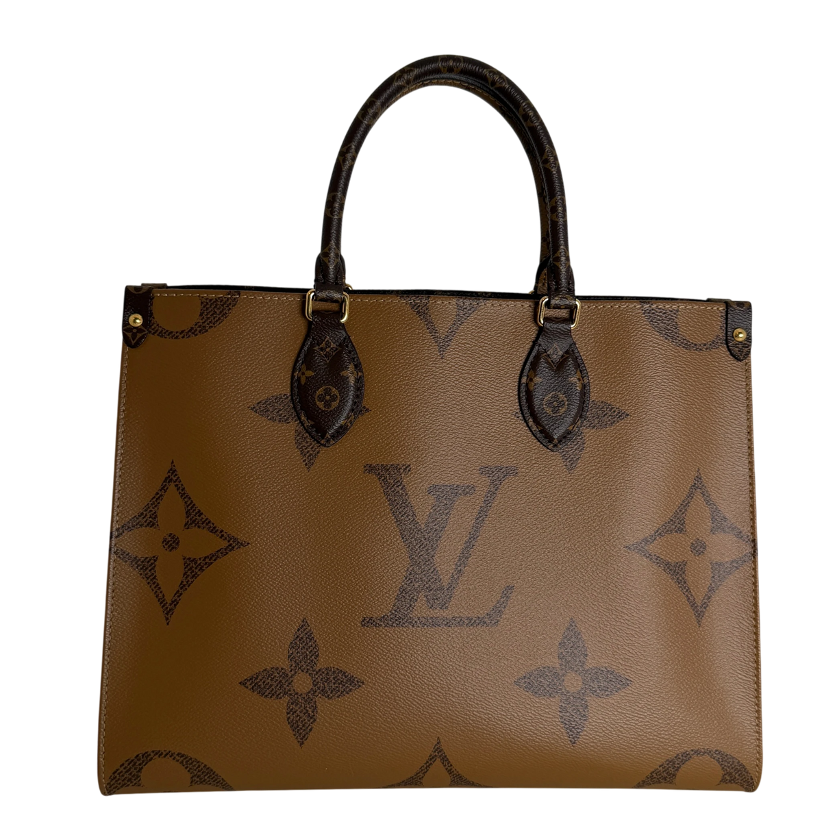 Louis Vuitton OnTheGo MM Monogram Giant Reverse Canvas Braun Gold