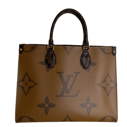 Louis Vuitton OnTheGo MM Monogram Giant Reverse Canvas Braun Gold