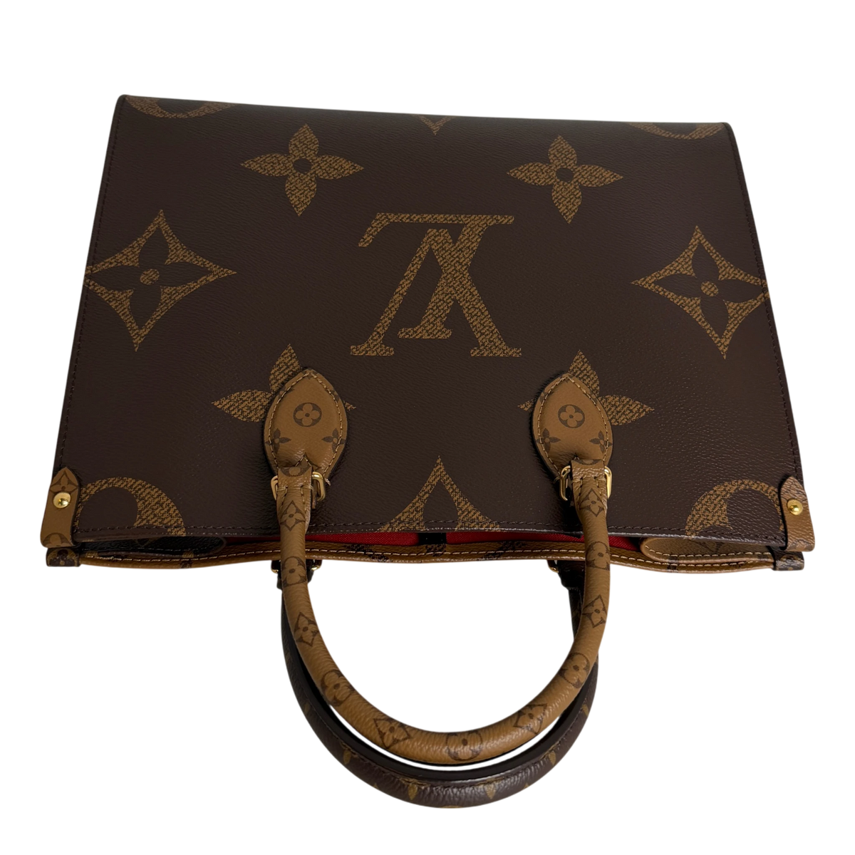 Louis Vuitton OnTheGo MM Monogram Giant Reverse Canvas Braun Gold