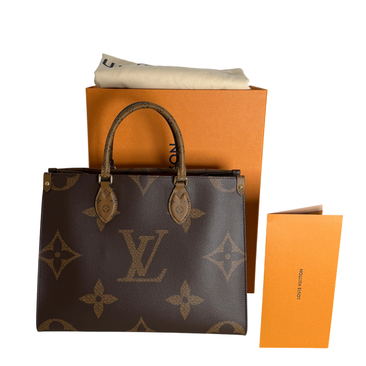 Louis Vuitton OnTheGo MM Monogram Giant Reverse Canvas Braun Gold
