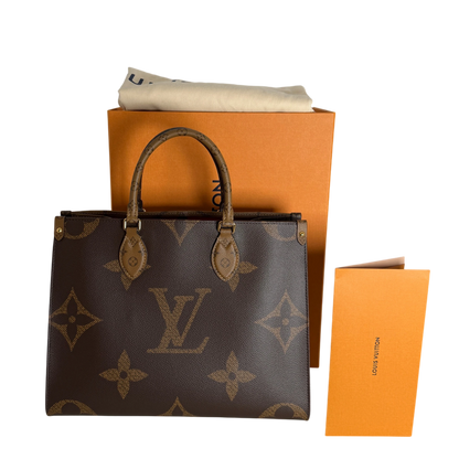 Louis Vuitton OnTheGo MM Monogram Giant Reverse Canvas Braun Gold