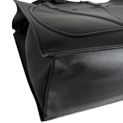 Valentino Garavani VLogo Walk Shopping Bag Kalbsleder Schwarz Gold