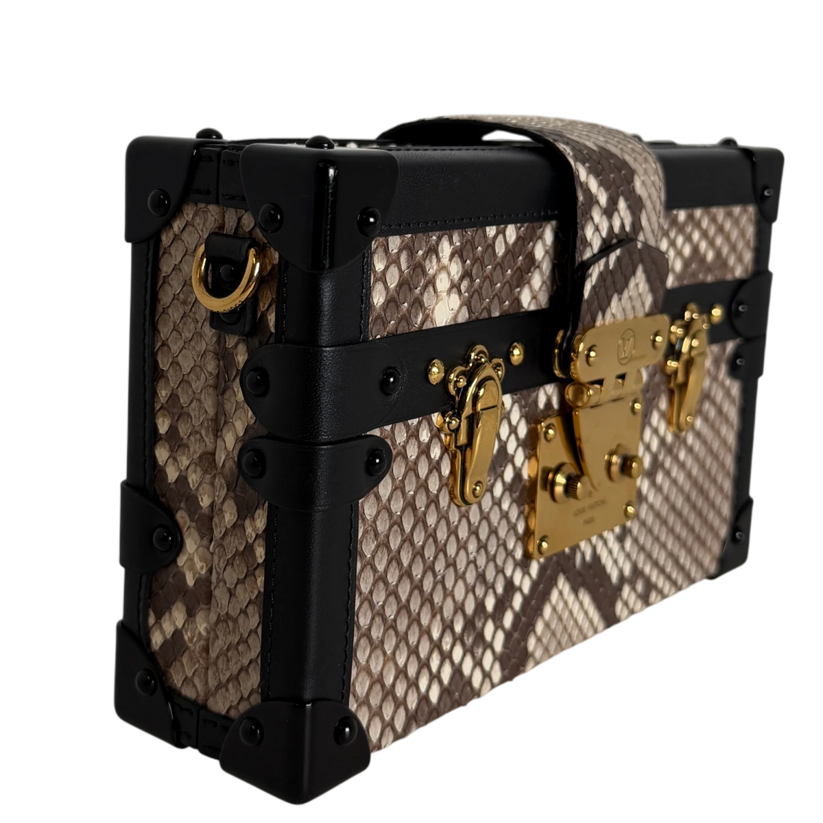 Louis Vuitton Petite Malle Python Natur Schwarz Gold mit CITES
