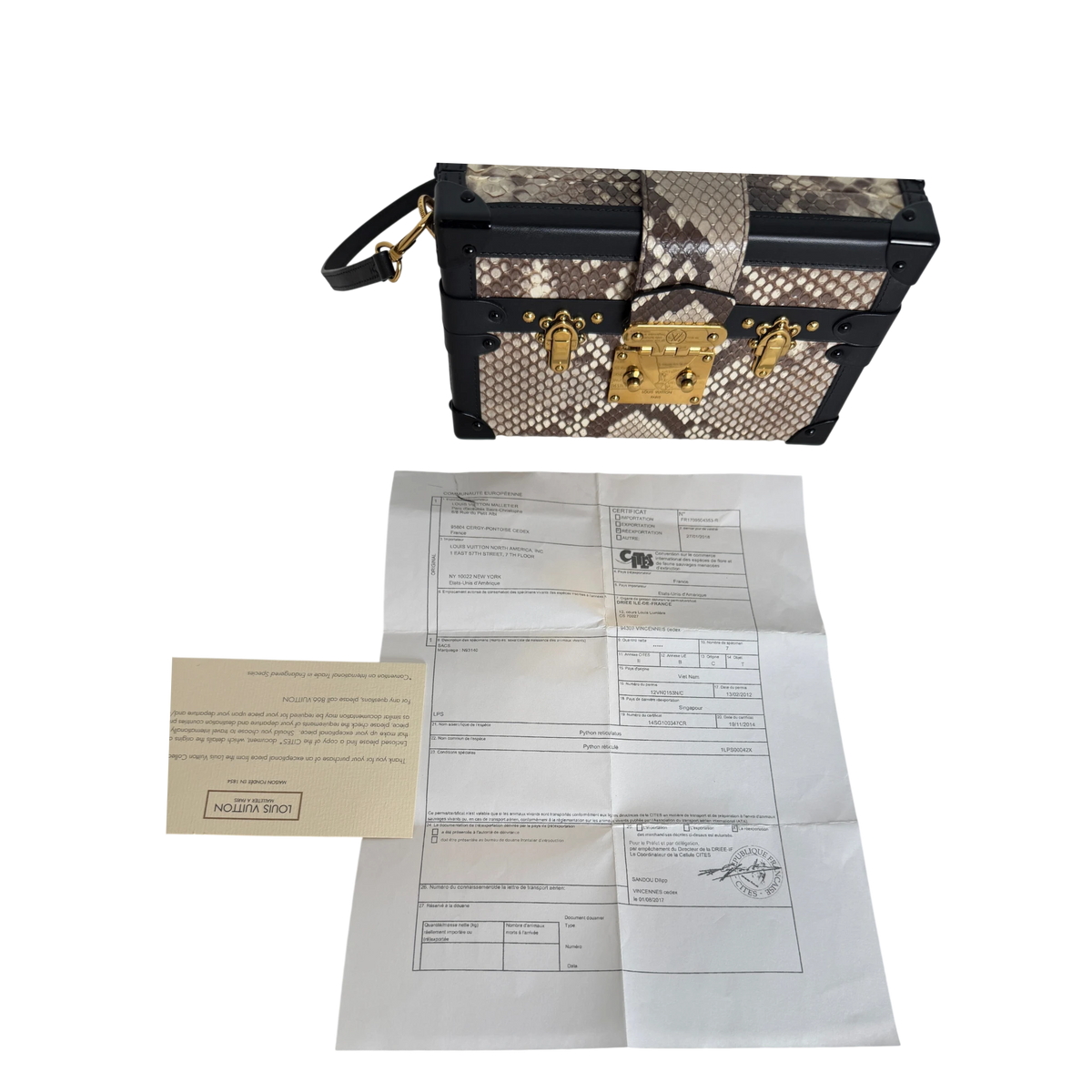 Louis Vuitton Petite Malle Python Natur Schwarz Gold mit CITES