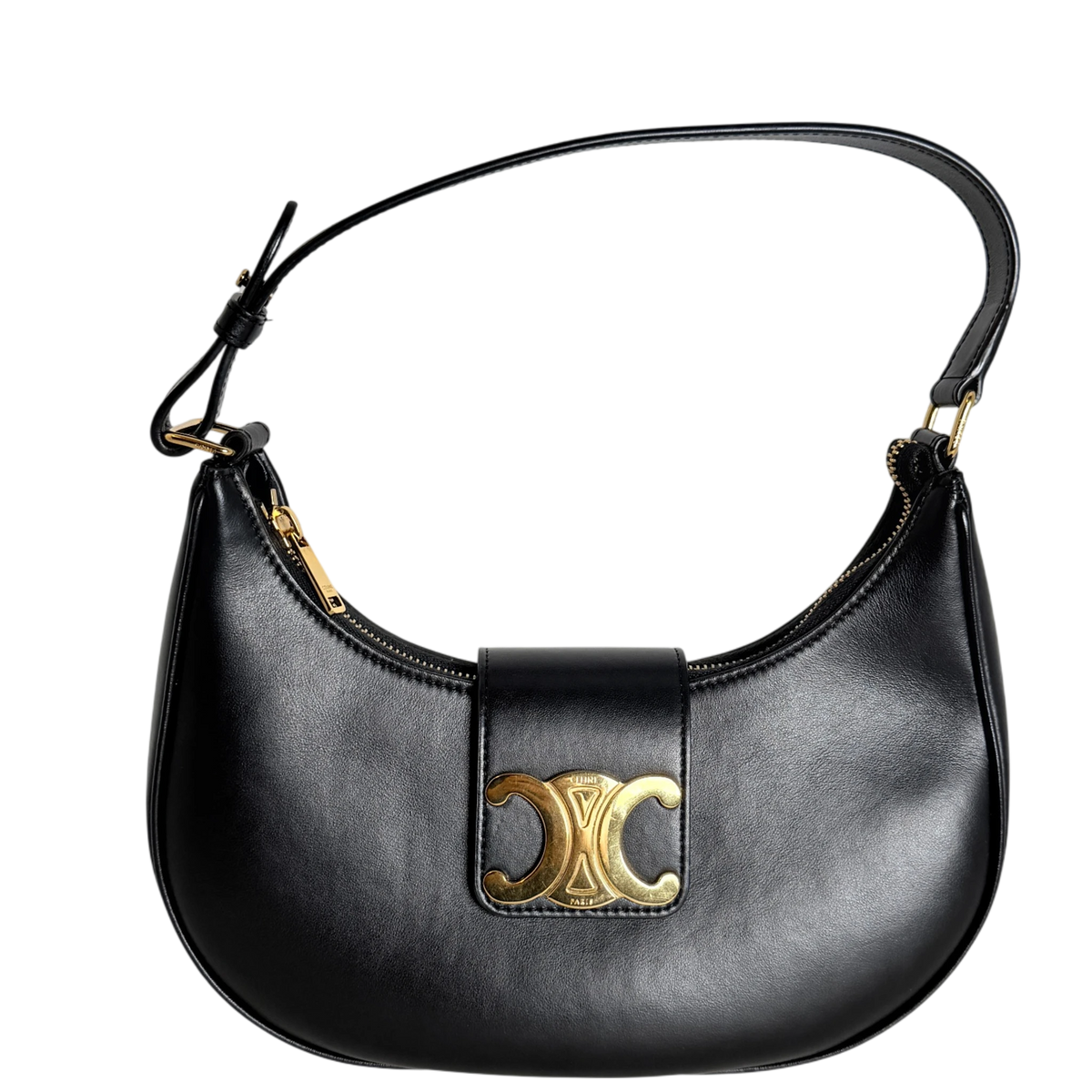 Celine Ava Triomphe Medium Glattleder Schwarz Gold 2024