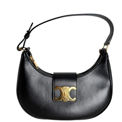 Celine Ava Triomphe Medium Glattleder Schwarz Gold 2024