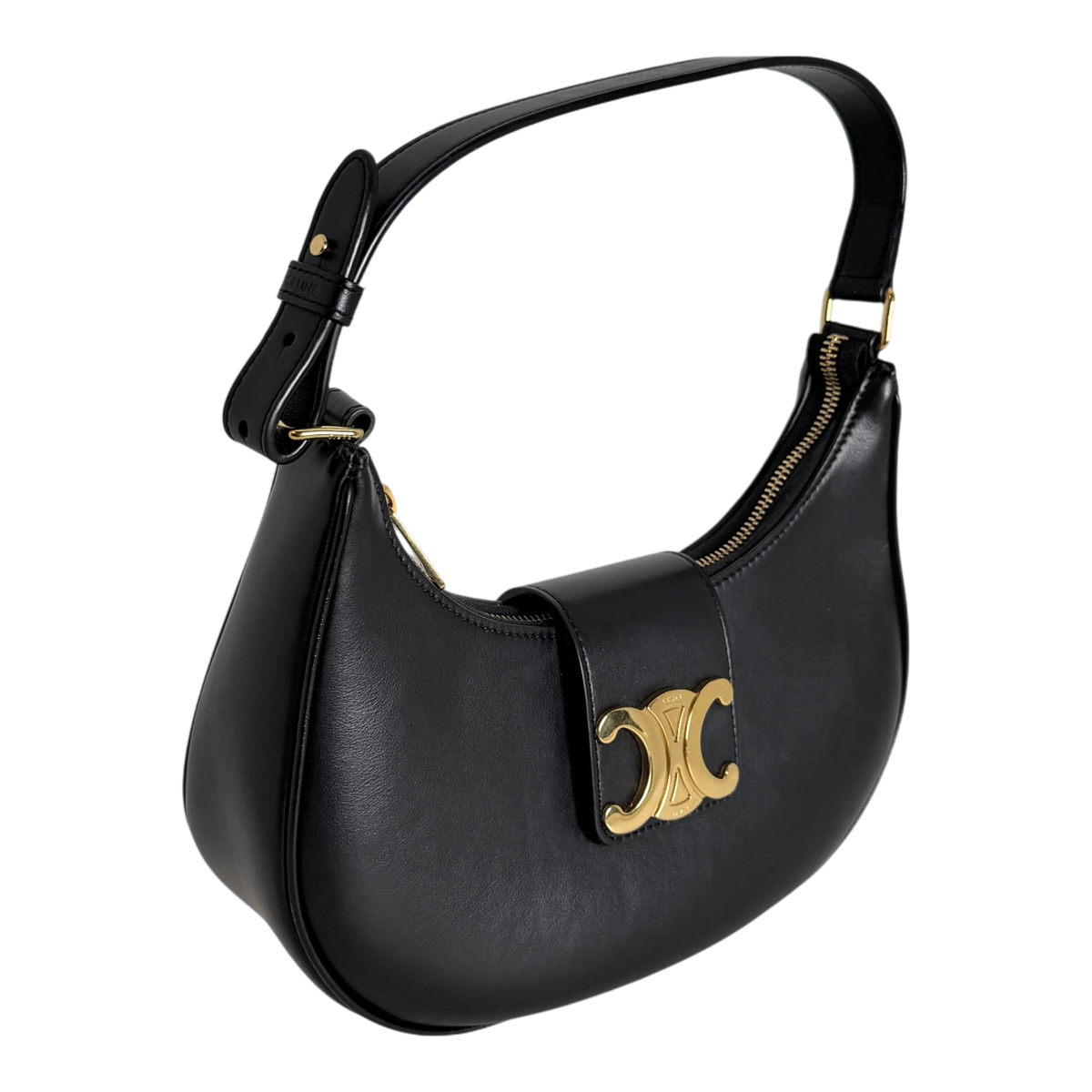 Celine Ava Triomphe Medium Glattleder Schwarz Gold 2024