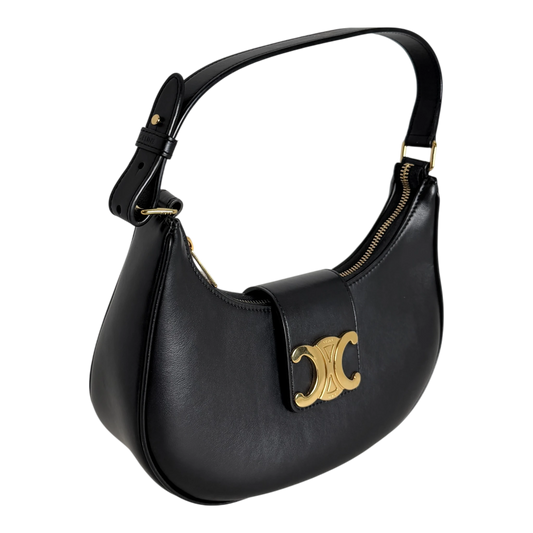 Celine Ava Triomphe Medium Glattleder Schwarz Gold 2024 – Ansicht 2