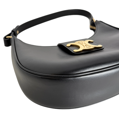 Celine Ava Triomphe Medium Glattleder Schwarz Gold 2024