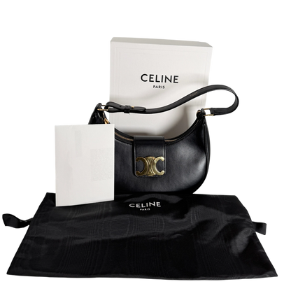 Celine Ava Triomphe Medium Glattleder Schwarz Gold 2024