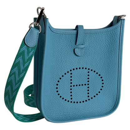 Hermès Evelyne 16 TPM Amazone Clémence Bleu Nord Zickzack Silber