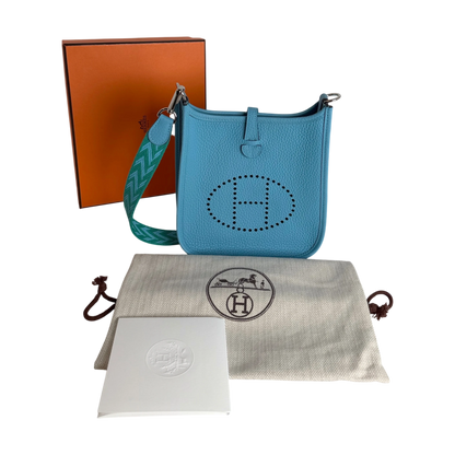 Hermès Evelyne 16 TPM Amazone Clémence Bleu Nord Zickzack Silber