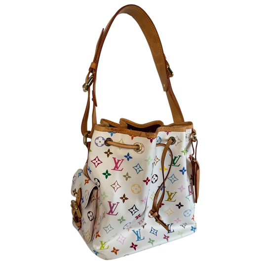 Louis Vuitton Petit Noé Monogram Multicolore Weiß Murakami Vintage – Ansicht 2
