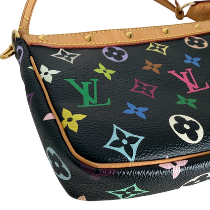 Louis Vuitton Pochette Accessoires Multicolore Schwarz Nieten Gold – Ansicht 9
