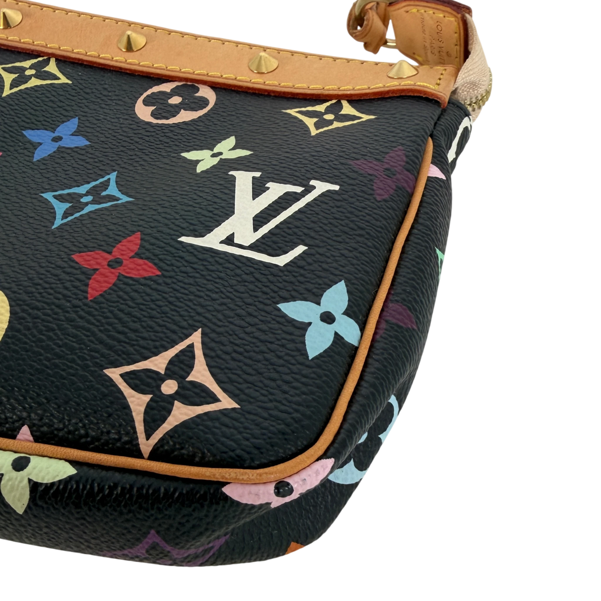 Louis Vuitton Pochette Accessoires Multicolore Schwarz Nieten Gold – Ansicht 10