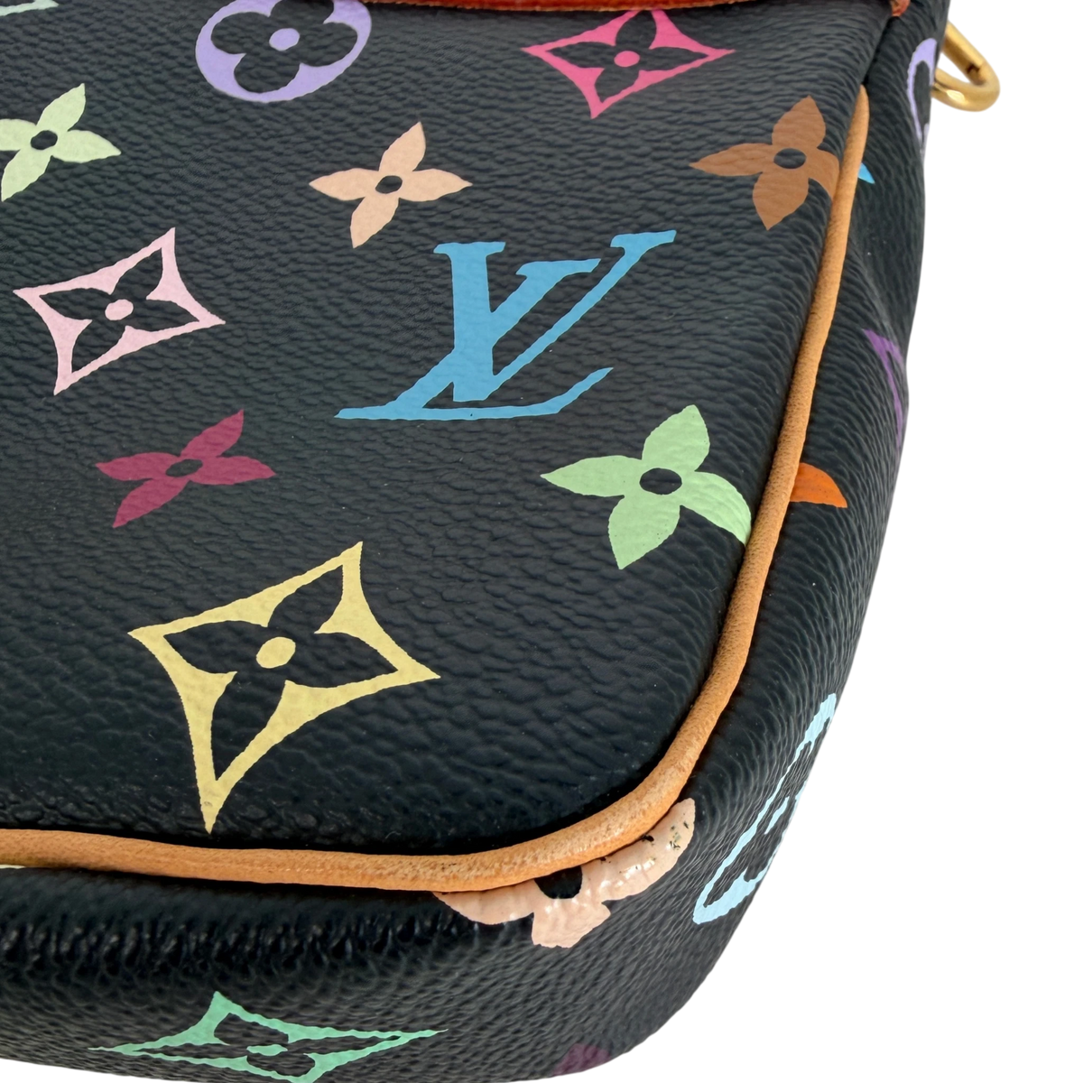 Louis Vuitton Pochette Accessoires Multicolore Schwarz Nieten Gold – Ansicht 12
