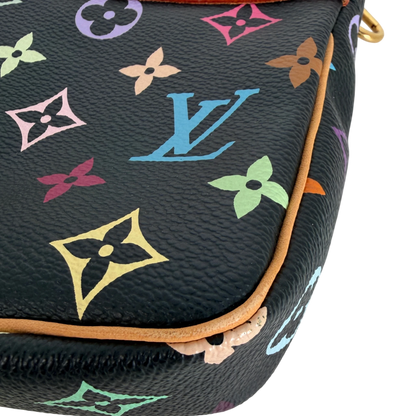 Louis Vuitton Pochette Accessoires Multicolore Schwarz Nieten Gold – Ansicht 12