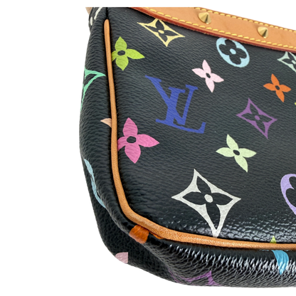 Louis Vuitton Pochette Accessoires Multicolore Schwarz Nieten Gold – Ansicht 11