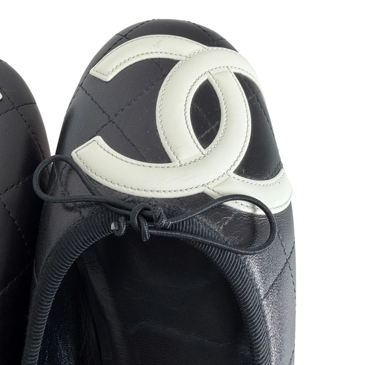 Chanel Cambon Ballerinas Lammleder Schwarz Weiß CC Größe 41