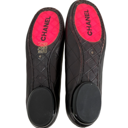 Chanel Cambon Ballerinas Lammleder Schwarz Weiß CC Größe 41