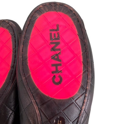 Chanel Cambon Ballerinas Lammleder Schwarz Weiß CC Größe 41
