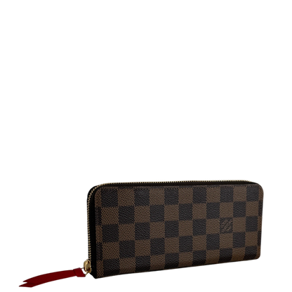 Louis Vuitton Portefeuille Clémence Damier Ebène Coquelicot Rot