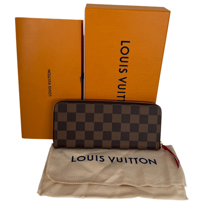 Louis Vuitton Portefeuille Clémence Damier Ebène Coquelicot Rot