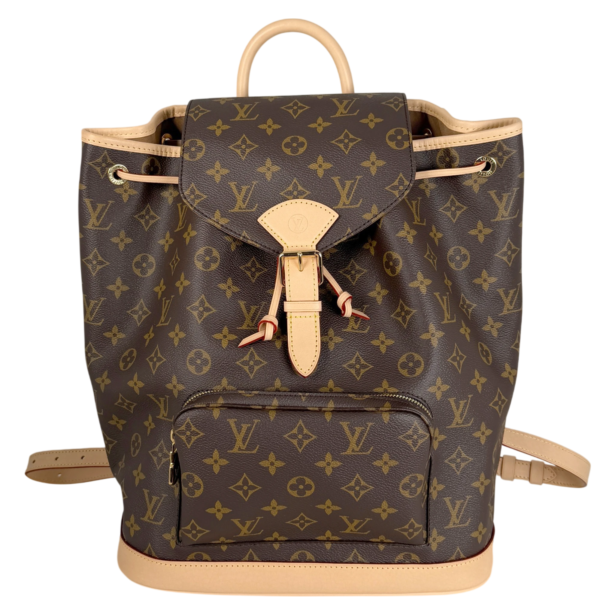 Louis Vuitton Montsouris MM Rucksack Monogram Canvas Vachetta Gold