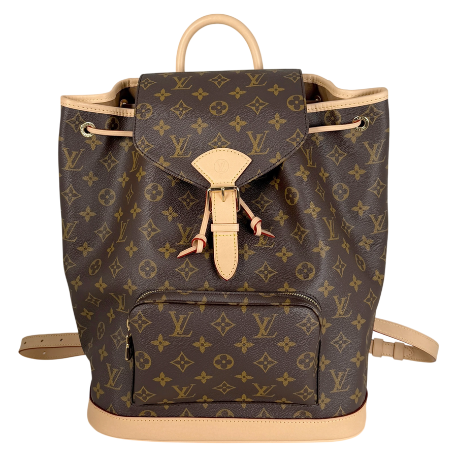 Louis Vuitton Montsouris MM Rucksack Monogram Canvas Vachetta Gold