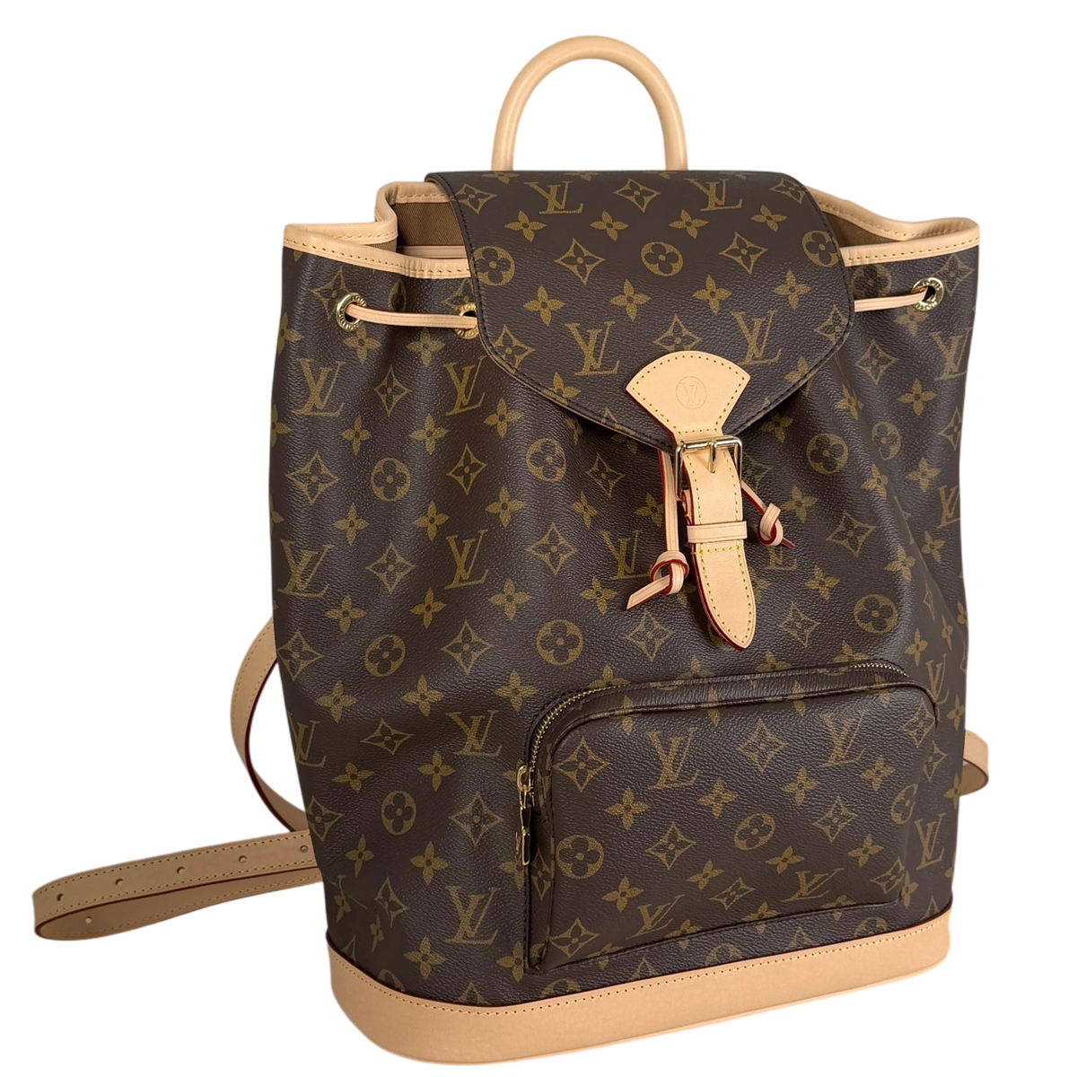 Louis Vuitton Montsouris MM Rucksack Monogram Canvas Vachetta Gold