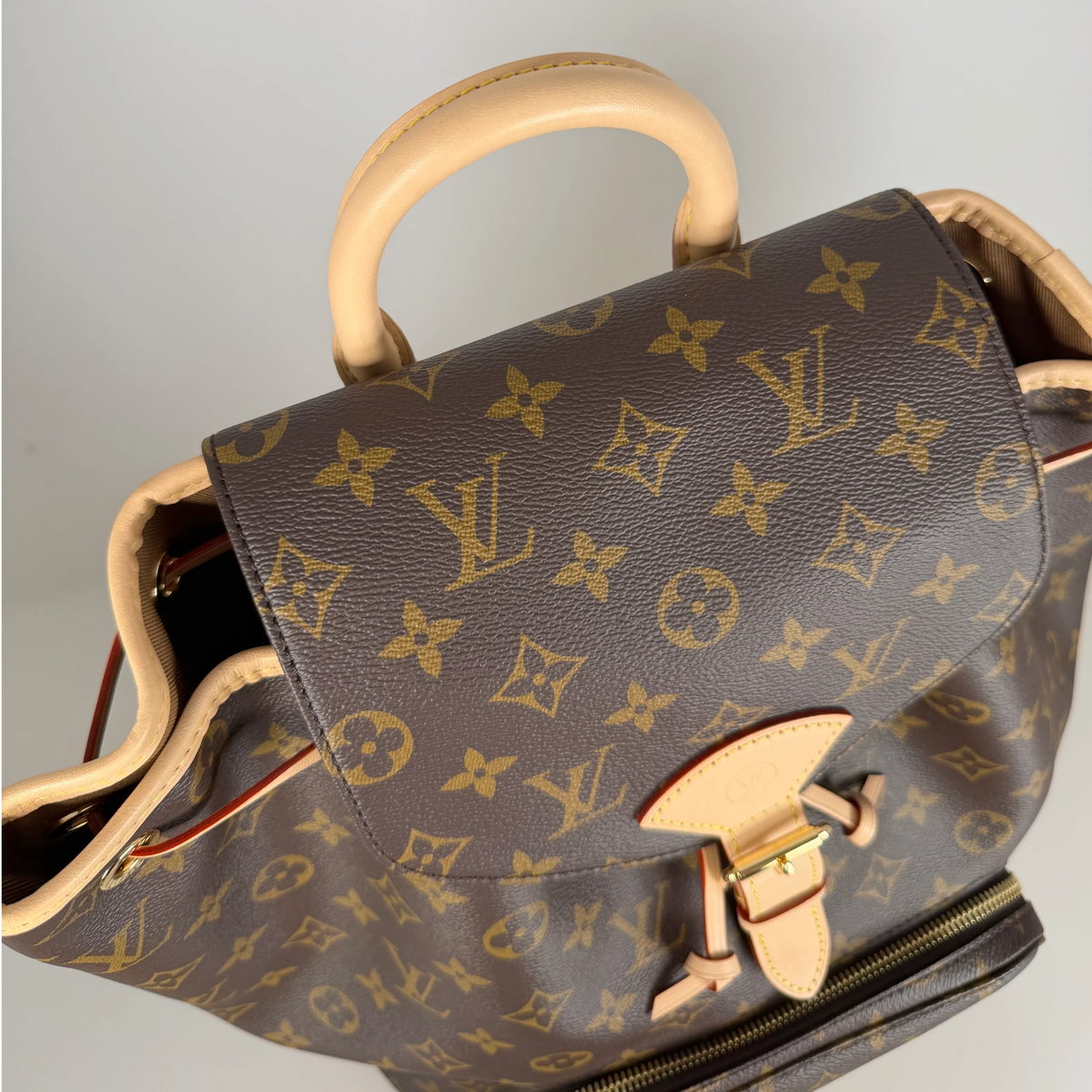 Louis Vuitton Montsouris MM Rucksack Monogram Canvas Vachetta Gold