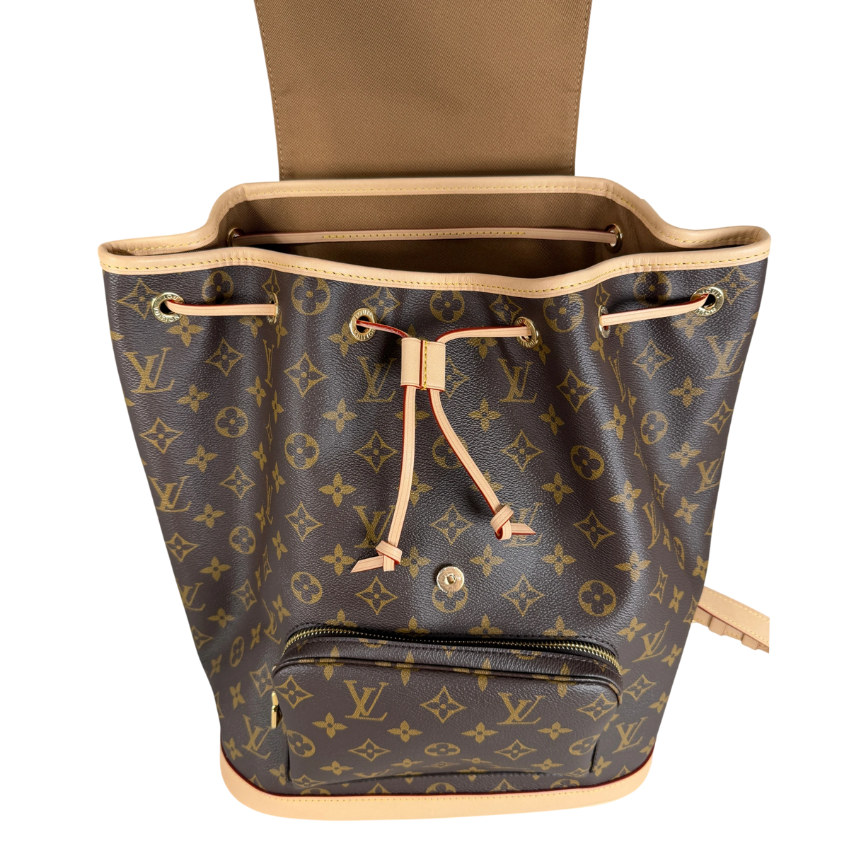 Louis Vuitton Montsouris MM Rucksack Monogram Canvas Vachetta Gold