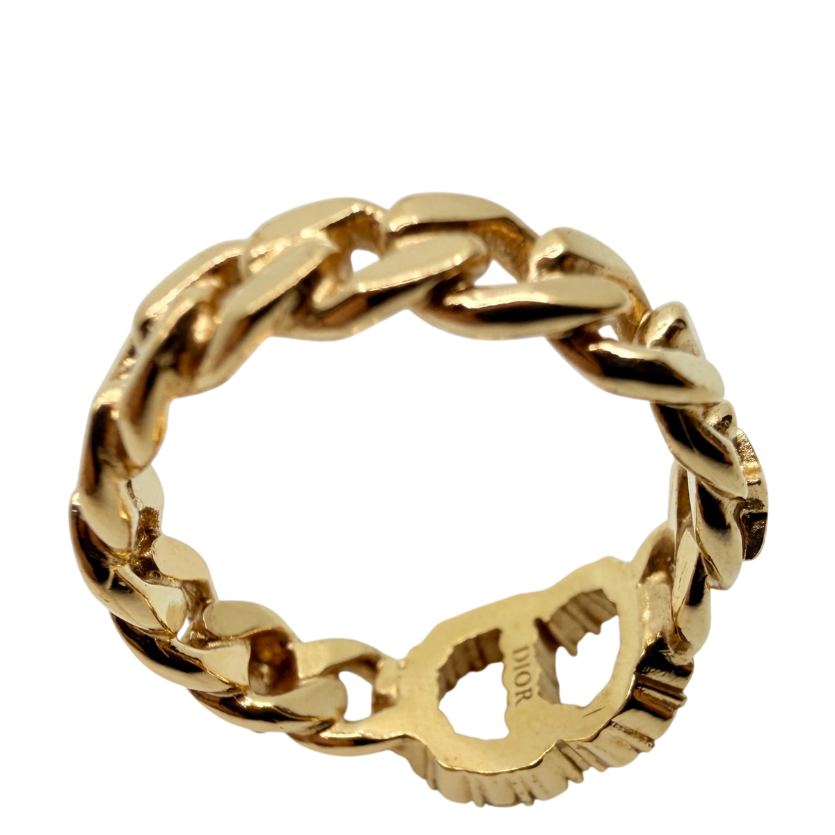 Dior Clair D Lune Chain Ring Kristalle Gold Finish Größe XS – Ansicht 4