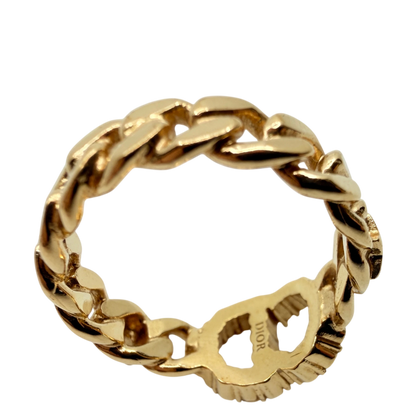 Dior Clair D Lune Chain Ring Kristalle Gold Finish Größe XS – Ansicht 4
